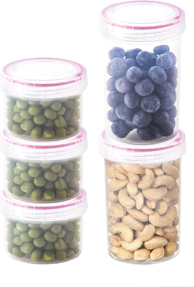 Lock&Lock Voorraadbussen set - Voorraadpotten - Voorraaddozen - Vershoudbakjes - Bewaardozen voedsel - Sausbakjes met deksel - Dressing bakje - Kruidenpotjes - Luchtdicht - BPA vrij - PFAS vrij - Rond - Set van 5 stuks - LocknLock