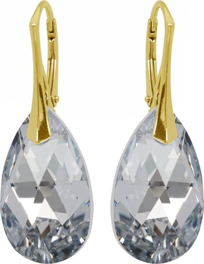 DBD - Goud Vergulde Zilveren Oorbellen - Druppel - Swarovski Kristal Elements - Zilver - 22MM - Anti Allergisch