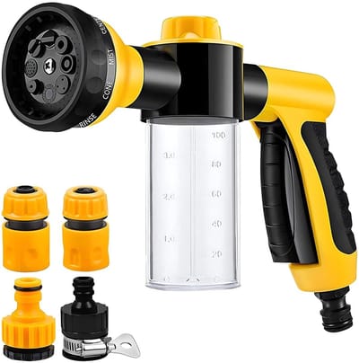 JHUBERS- Schuimsproeier - Universeel Foam Waterpistool - Verstelbaar Mondstuk - 4 Connectoren - ABS Kunststof - 22x17x6cm - Schuimpistool