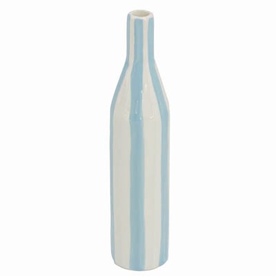 HomeBound by KY | Aardewerk vaas stripe light blue | vaas | 6,2x16,2x28,5cm