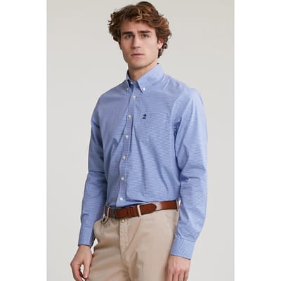 River Woods Regular Fit Checked Shirt Blue/white Size: S | Casual Shirts Outlet | Heren | Blauw