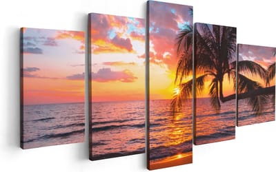 Artaza Canvas Schilderij Vijfluik Tropisch Strand Tijdens Zonsondergang - 100x50 - Foto Op Canvas - Canvas Print