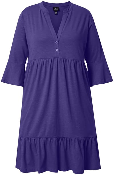 Ulla Popken - Dames - Jersey jurk - Aubergine - Maat 46+