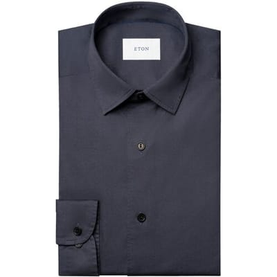 Eton Overhemd Organic Cotton Soft Garment Washed Twill Dark Navy / male