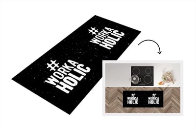 Keukenloper - Loper keuken - Werken - Workaholic - Quotes - Zwart - Wit - 120x50 cm - Keukenloper vinyl