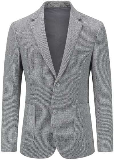 ALLTHEMEN Heren Tweed Enkelrijig Twee-knoops Blazer - Slanke Fit Kostuumjas - S