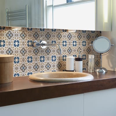 Zelfklevende tegelmuurstickers voor keuken en badkamer - 9 Vitalina Azulejo tegelstickers - 9 stickers 10x10cm