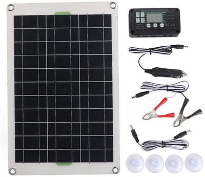 Allecto - Zonnepaneel Kit - 50W Monokristallijn zonnepaneel - Draagbaar formaat - Inclusief controller - Ideaal voor RV boot en camping - Energieop...
