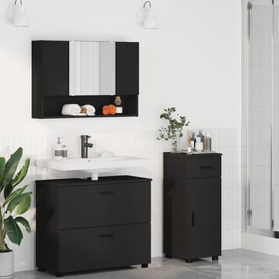 vidaXL - Badkamermeubel - Set - 3 - st - Zwart - 76,5 - x - 35 - x - 64 - cm