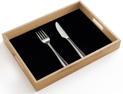 Dienblad hout 40x30 cm - Schootdienblad - Bestek - Klassiek - Elegant - Borrelplank rechthoek - Plateau dienbladen