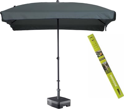 Parasol rechthoek met voet en hoes! Madison Patmos grijs 210 x 140 cm