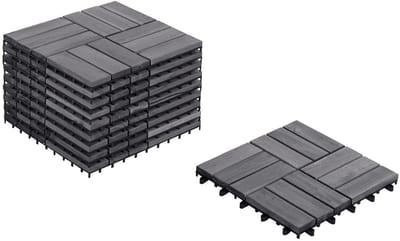 Terrastegels Hout - Buiten vloer - Tuin opknappen - Weerbestendig acaciahout - 10 stuks - Grijs