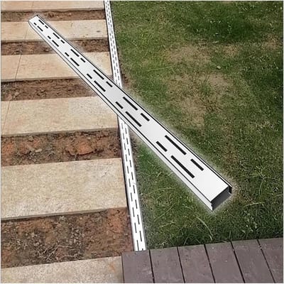Afvoergoot met rooster - Regengoot vloergoot - Waterafvoer buiten - Roestvrij staal duurzaam - 100 cm lengte - Zilver