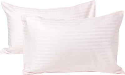 Homescapes Kinder Kussensloop 40x60 cm – Set van 2 – Roze – Satijnstreep 100% Egyptisch Katoen – OEKO-TEX®