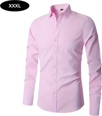 Bovista Overhemd Heren - Volwassenen - Lange Mouwen - Strijkvrij - Lange Mouw - Roze - Maat XXXL