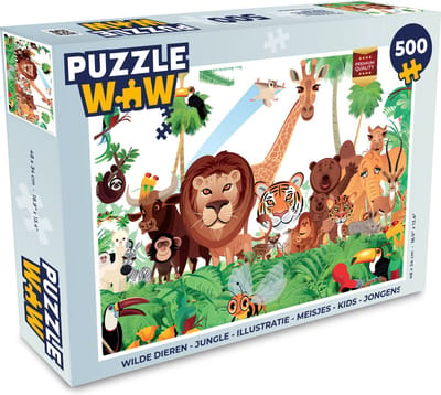 Puzzel Wilde dieren - Jungle - Leeuw - Tijger - Meisjes - Kids - Jongens - Legpuzzel - Puzzel 500 stukjes