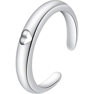Cxwind Mode Holle Hartvormige Ring Trouwring Vrouwelijke Verlovingsringen Charm Knokkel Sieraden Femme Party Cadeau Resizable zilver