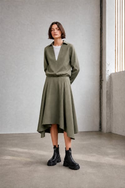 Marta asymmetrical viscose skirt | Green - Green / S