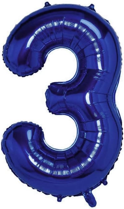 Gigantische Folieballon Cijfer 3 Donkerblauw 105cm - Decoratie voor Verjaardag en Jubileum