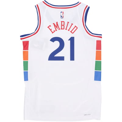 Mannen Basketbal Nba Dri Fit Swingman Jersey No 21 Joel Embiid Phi76e Wit/origineel team kleuren