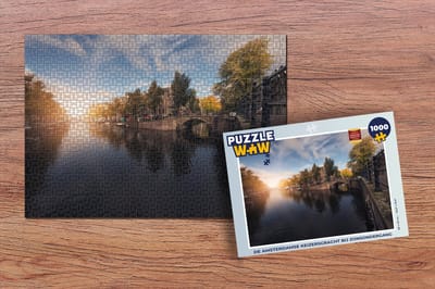 Puzzel De Amsterdamse Keizersgracht bij zonsondergang - Legpuzzel - Puzzel 1000 stukjes volwassenen