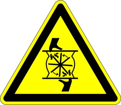 Pas op voor roterend mes sticker 50 mm - 10 stuks per kaart