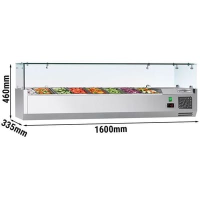 GGM Gastro Kühlaufsatzvitrine ECO - 1600x335mm - 7x GN 1/4 Zilver