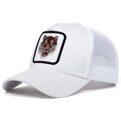 Unisex Tijger Borduurwerk Baseball Net Caps Lente En Zomer Buiten Verstelbare Casual Hoeden Zonbescherming Hoed white