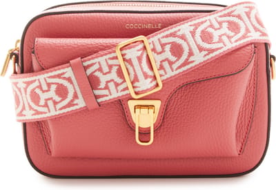 COCCINELLE Leren Schoudertas Beat Soft Ribb Crossbody Bag Grained Leather Pot Lichtrood
