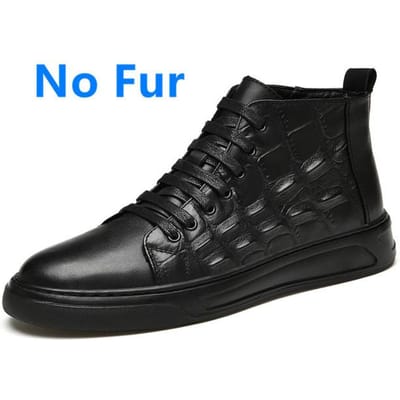 Bottes d'hiver pour hommes Bottes rétro en cuir véritable Chaussures de neige chaudes pour hommes Baskets de luxe faites à la main Chaussures décontractées pour hommes 43 black