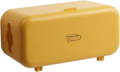 Kabel Organizer Box - Snoer Opbergdoos - Bureau Netjes Houden - Met Deksel - 27 cm Lengte - Geel