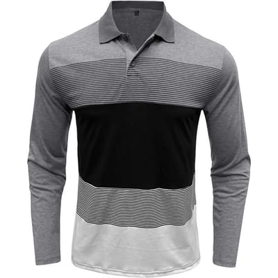 Heren Top Heren Gestreept Print Pullover Shirt voor Fitness Zakelijke Kleding Lange Mouwen Rekbare Stof Middellang Design Heren Shirt S