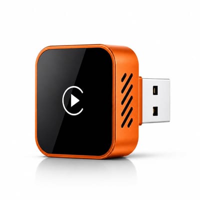Brosendaal Draadloze CarPlay Dongle 2-in-1 – Auto Adapter geschikt voor Apple CarPlay en Android Auto – Bluetooth 5.4 – Oranje