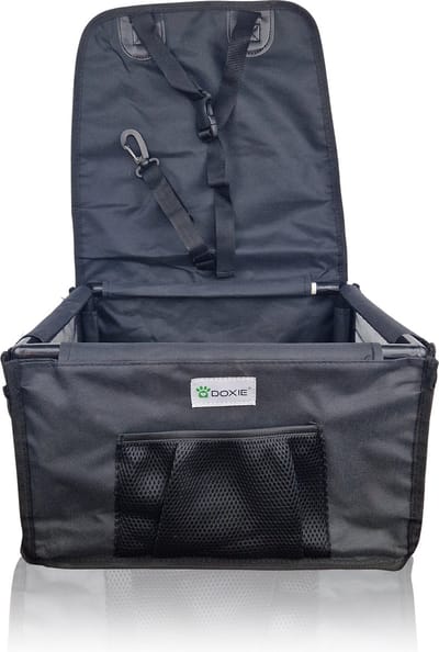 Doxie® Autostoel Hond – Honden Autostoel – Extra Stevig – 40 x 40 cm – Inclusief Autogordel en Opbergtas – Zwart