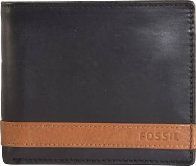 FOSSIL Leren Portemonnee Quinn Coin Pocket Bifold Black Zwart