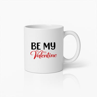 Be My Valentine Mok 330ml – Witte Koffiemok met Romantische Rode Lettering – Perfect Valentijnscadeau