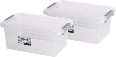 Urban Living Opberg box - 2x - 5,25 liter - 30 x 20 x 13 cm - deksel en clips - waterdicht - tuin/schuur/kast