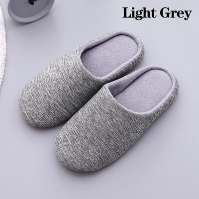 Unisex comfortabele antislip katoenen pantoffels effen kleur platte huisschoenen EVA-schuim warm binnenshuis 41-42