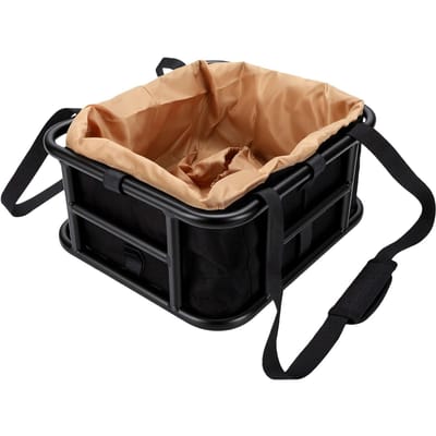 Fiets Achtermand Grote Capaciteit Metalen Achterdrager Fietsmand met Waterdichte Oxford Stof Tas voor Woon-werkverkeer Boodschappen brown