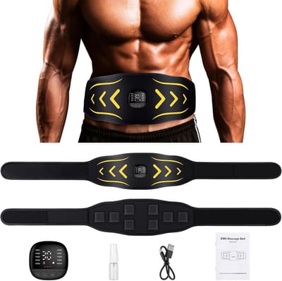 EMS Buikspiertrainer - Spierstimulator Trainer - Spieren Versterken - 10 standen 30 intensiteiten - USB Oplaadbaar - Zwart
