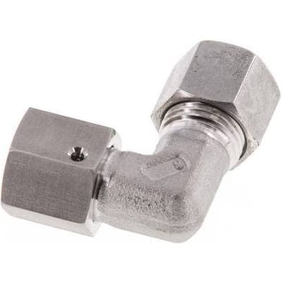 M16x1.5 x 10L RVS Verstelbaar L-Fitting 90graden met Afdichtconus en O-ring 315 Bar DIN 2353 - FL2E-NC-STFP-16-10-LO