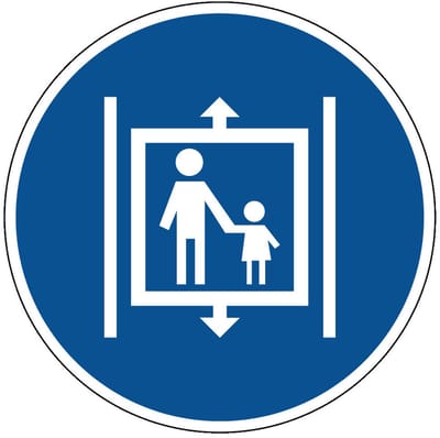 Kinderen begeleiden in de lift verplicht bord - kunststof 400 mm