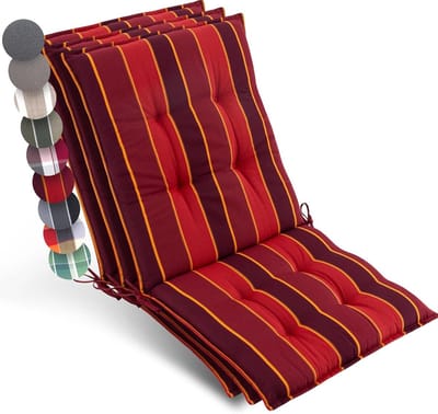 Tuinkussen Set - Stoelkussen Lage Rugleuning - Comfortabel Zitten - UV-bestendig Gestreept - 100x50 cm - Rood