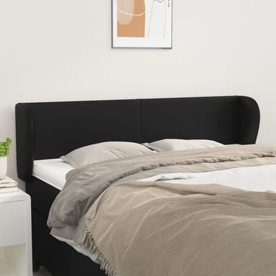 vidaXL - Hoofdbord - met - randen - 147x23x78/88 - cm - kunstleer - zwart