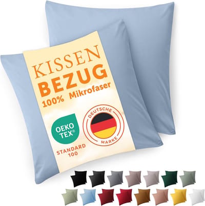 Set van 2 Kussenhoezen 40 x 40 cm - Geborstelde Microvezel - Lichtblauw
