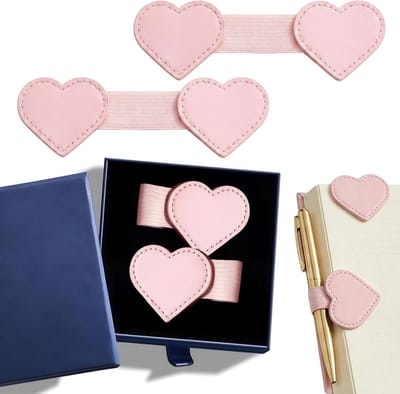 Solidchoice - Set van 2 Magnetische Lederen Boekenleggers met Penhouder