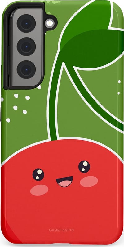 Casetastic Hoesje Geschikt voor Samsung S22 - Stijlvolle Beschermende Duo-layer Case - Kersenkus