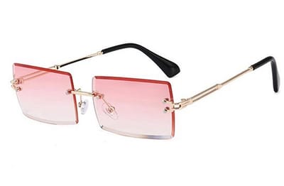 Knaak Gekleurde Zonnebril - Roze - Unisex - Festival - Accessoires - Gouden Frame - 1 stuk
