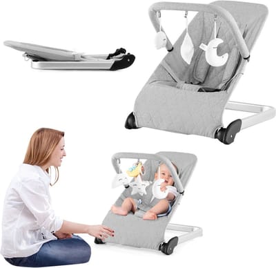 Elektrische Schommelstoel Baby - Baby Swing - Wipstoel Baby's met Speelboog - Lichtgrijs