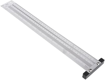 Markeerliniaal Roestvrij Staal - Houtbewerkingsliniaal Meetinstrument - Precisie Markeren - Gegraveerde Lijnen - 400mm 16 Inch - Zilver